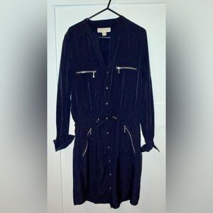 Michael Kors Black Long Sleeve Dress with Zipper Details